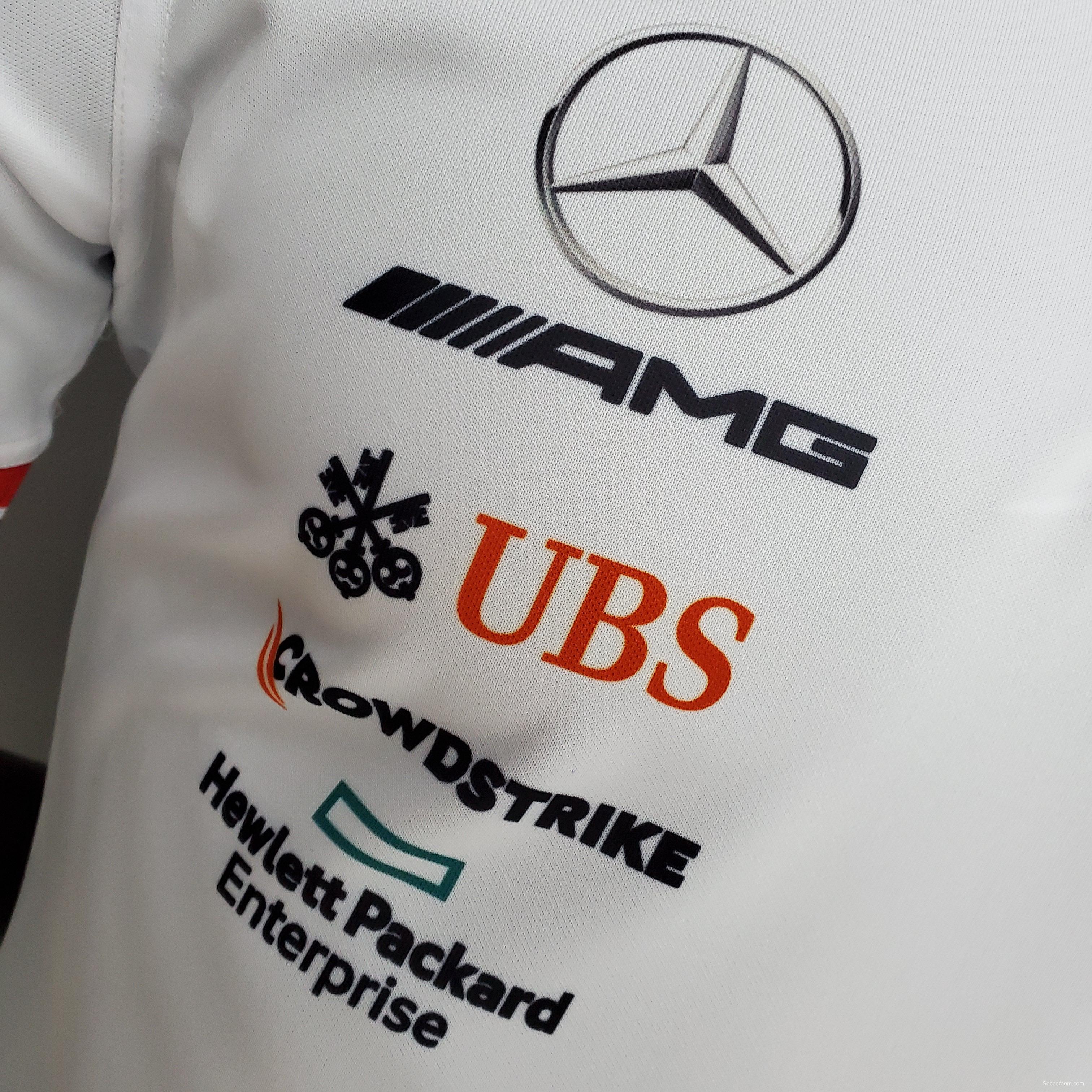 F1 Formula One 2022 Racing Suit Mercedes Polo White S-5XL