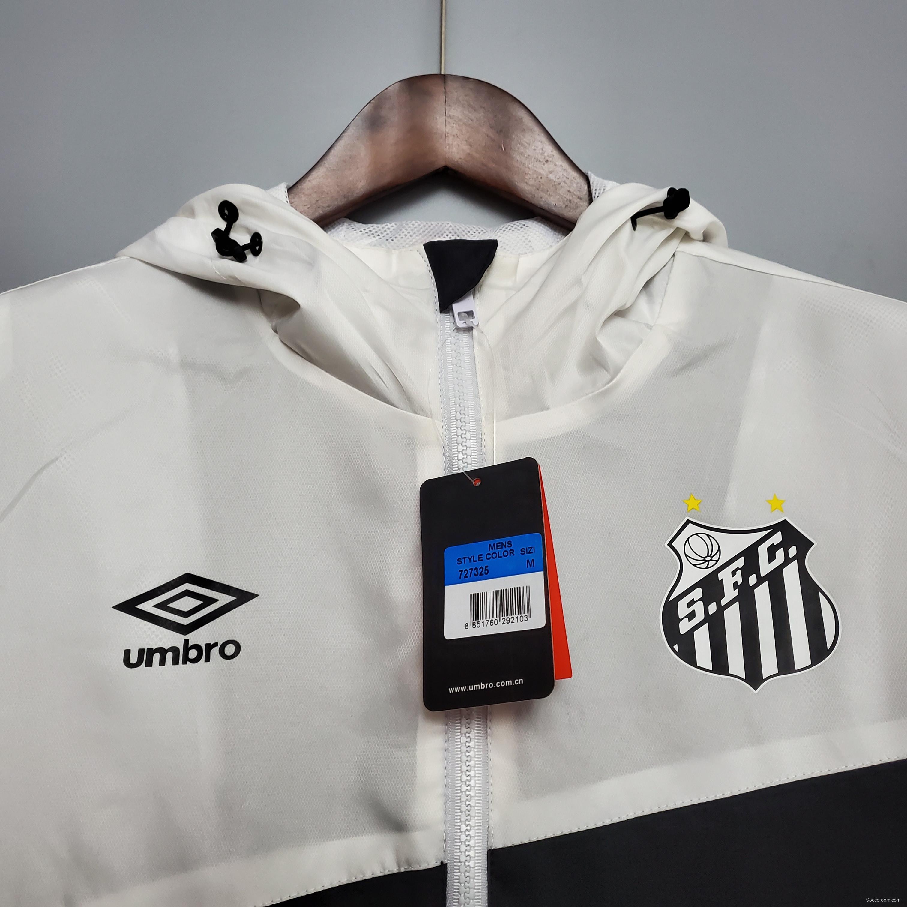 Windbreaker Santos top white bottom black Soccer Jersey