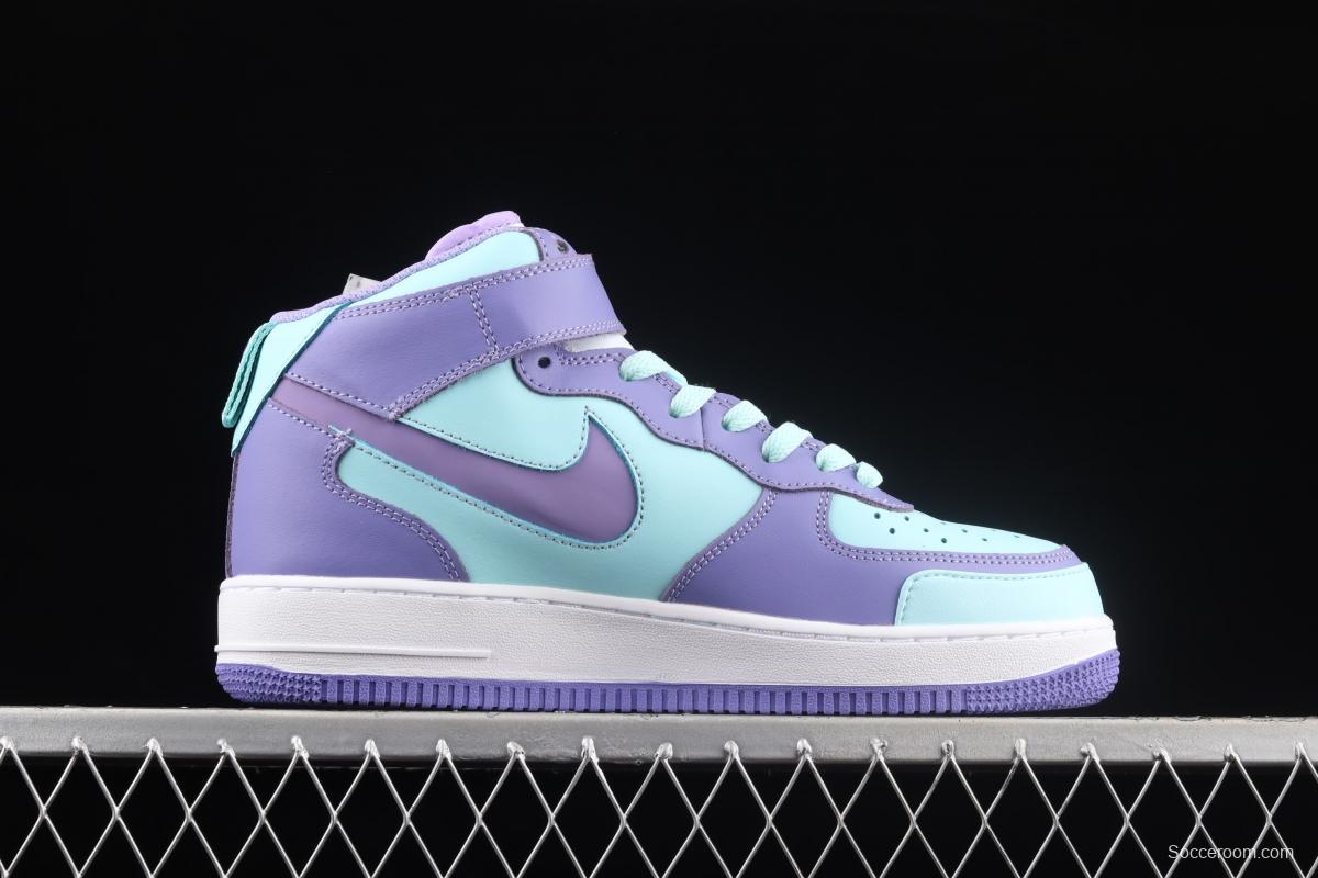 NIKE Air Force 1 Mid sells blue and purple color Zhongbang leisure board shoes CV3039-107overseas