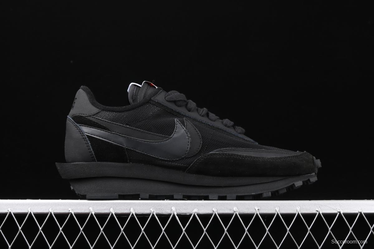 Sacai x NIKE LVD Waffle Daybreak co-signed catwalk style net gauze leather splicing double hook Swoosh running shoes BV0073-002