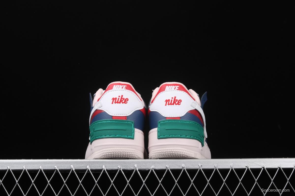 NIKE Air Force 1 ShAdidasow blue, pink and green light weight heightened low-top white board shoes CI0919-400