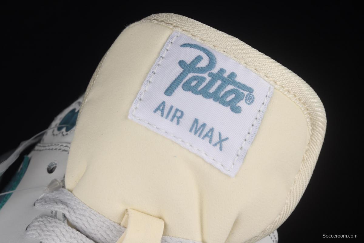 Patta x Nike Air Max 1 joint style suede spliced half-palm air cushion vintage running shoes DH1348-004