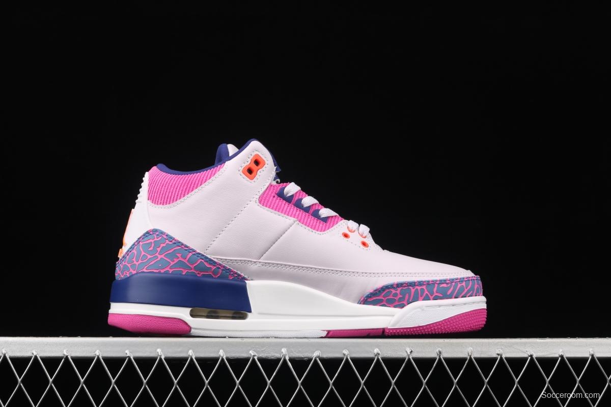 Air Jordan Brand Air Jordan 3 GS AJ3 Joe 3 burst pink and purple front layer basketball shoes 441140-500