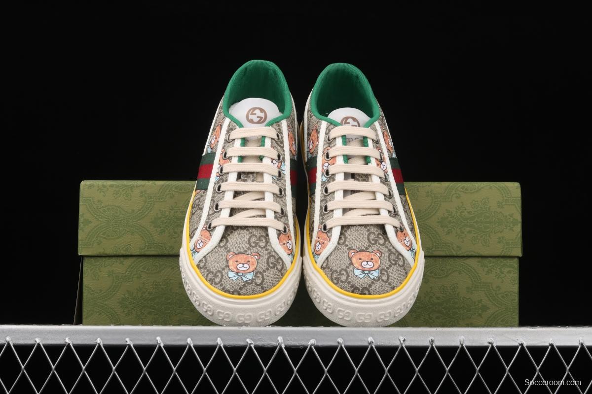 Gucci Tennis 1977 Print Sneaker canvas bear printed retro leisure sports board shoes