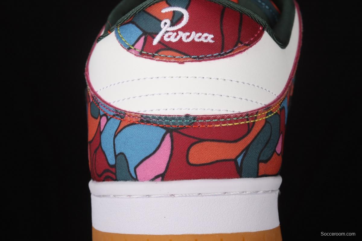 Parra x NIKE DUNK SB Low Pro White, Blue and Red Abstract Art Olympic Slam Dunk Series retro low-side leisure sports skateboard shoes DH7695-600