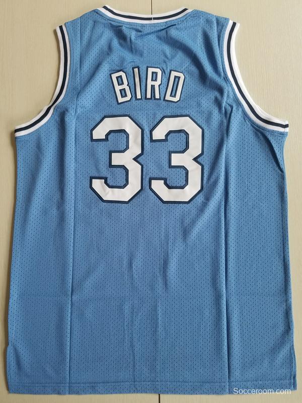 Larry Bird 33 Indiana State College Light Blue Basketball Jersey