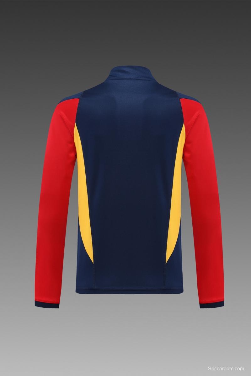 2022 Spain Navy Half Zipper Tracksuit