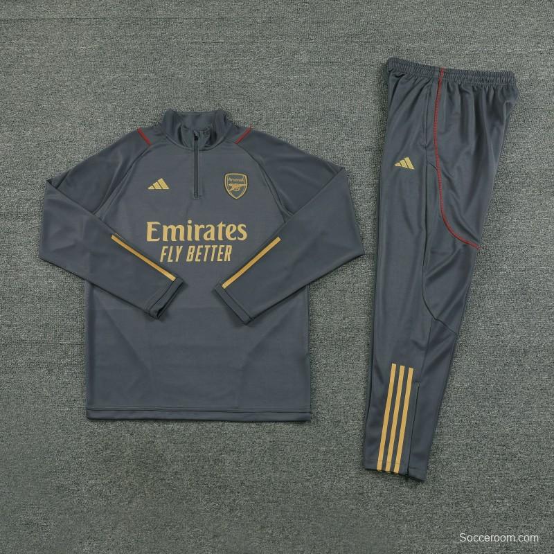 23/24 Arsenal Grey Half Zipper Jacket+Pants