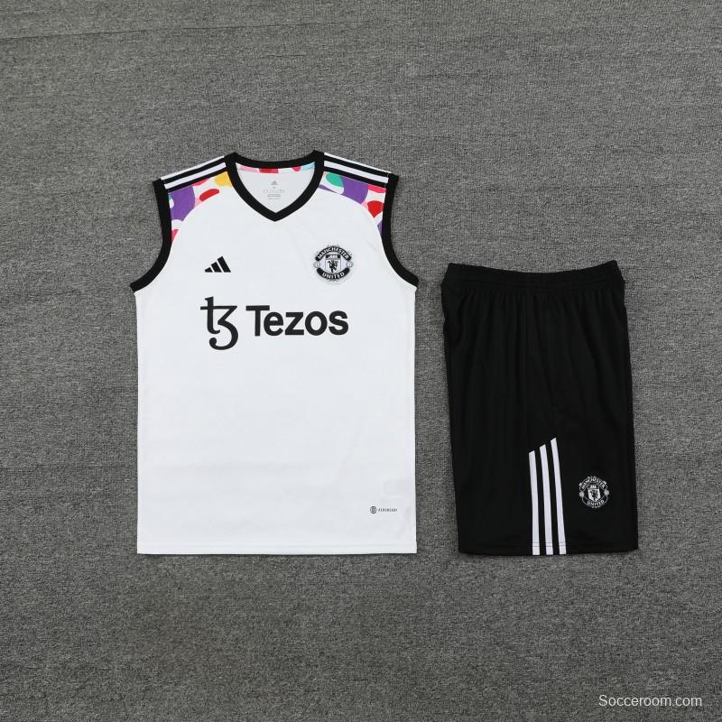 24/25 Manchester United White Vest Jeresy+Shorts