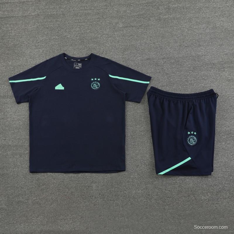 23/24 Ajax Navy Cotton Short Sleeve Jersey+Shorts