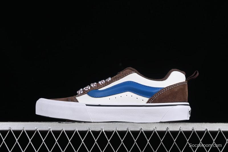 Vans Classics Knu Skool White Blue Brown Colorblock Chunky Tongue Skate Shoes - VN0009QCDMV