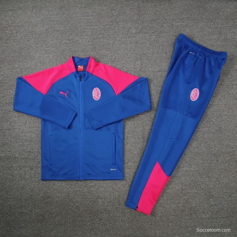 24/25 AC Milan Blue/Red Full Zipper Jacket +Long Pants