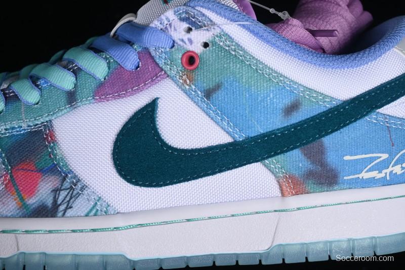 Nike Futura x Dunk Low Pro SB Casual Skate Shoes with Tie-Dye Pattern - HF6061-400