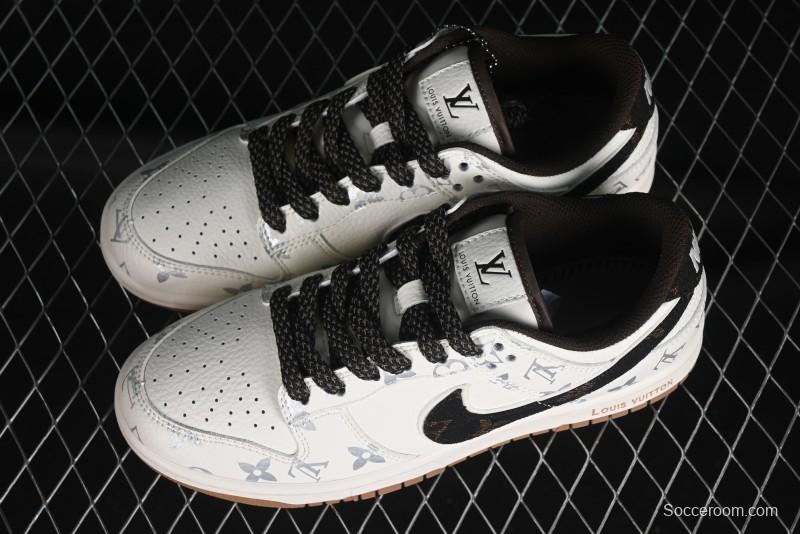 Nike Dunk Low LV Louis Vuitton - Beige Black Denim Anniversary High-End Custom Sneakers - DQ1098-341