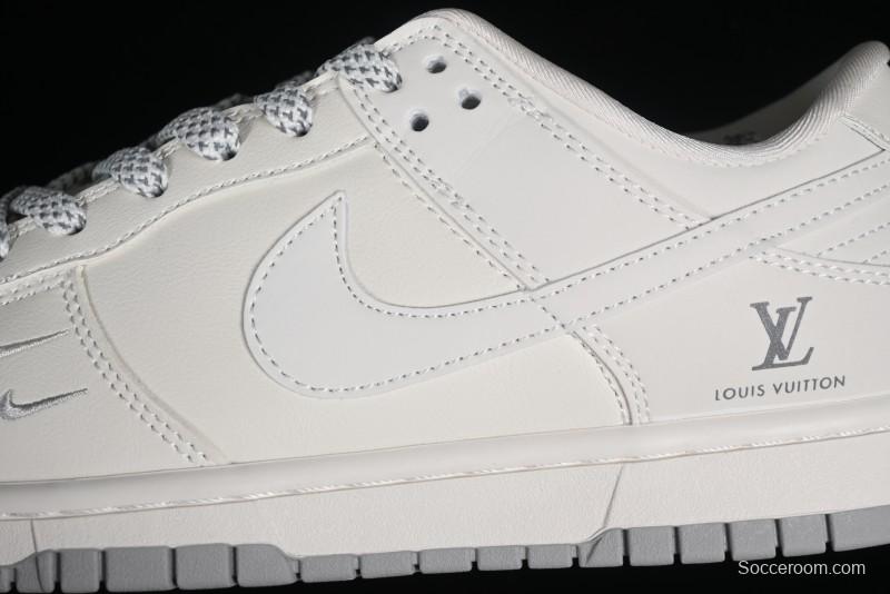 Nike SB Dunk Low LV Collaboration - Double Swoosh Beige Grey Anniversary High-End Custom Low-Top Casual Sneakers - FC2025-306