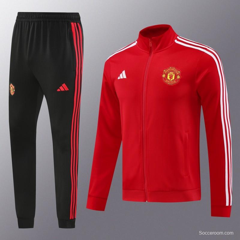24/25 Manchester United Red Full Zipper Jacket +Long Pants