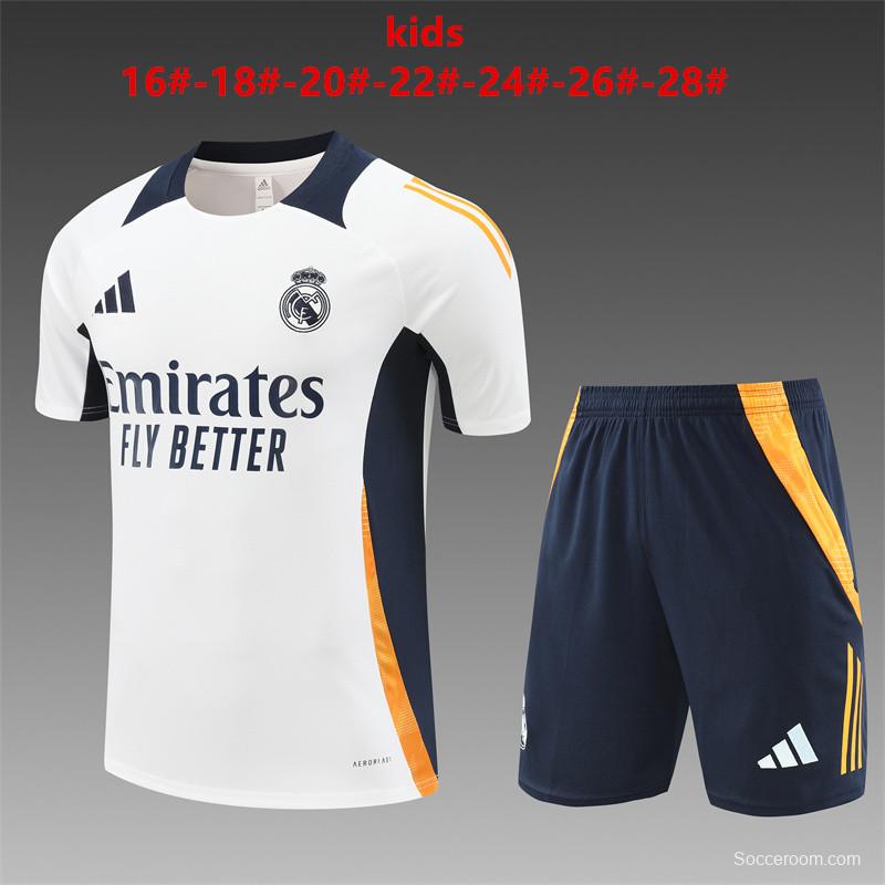 24/25 Kids Real Madrid White Short Sleeve Jersey+Shorts