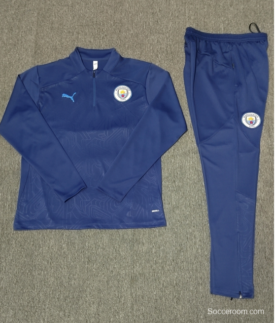 24/25 Kids Manchester City Navy Half Zipper Jacket+Long Pants