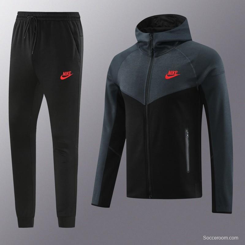 2024 Nike Grey/Black Full Zipper Jacket +Long Pants