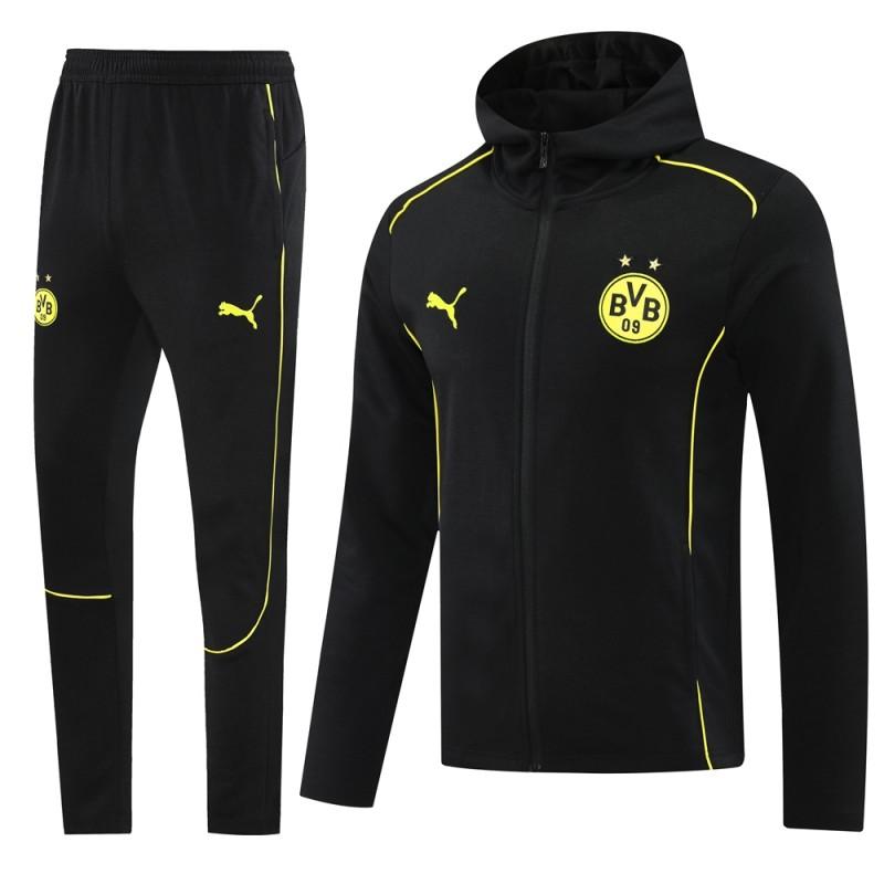 24/25 Borussia Dortmund Black Hoodie Full Zipper Jacket +Long Pants