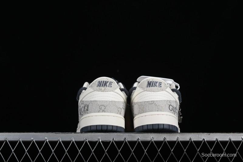 Nike SB Dunk Low Gucci Collaboration - Lace-Up Ash Anniversary High-End Custom Low-Top Casual Sneakers - SJ2068-263