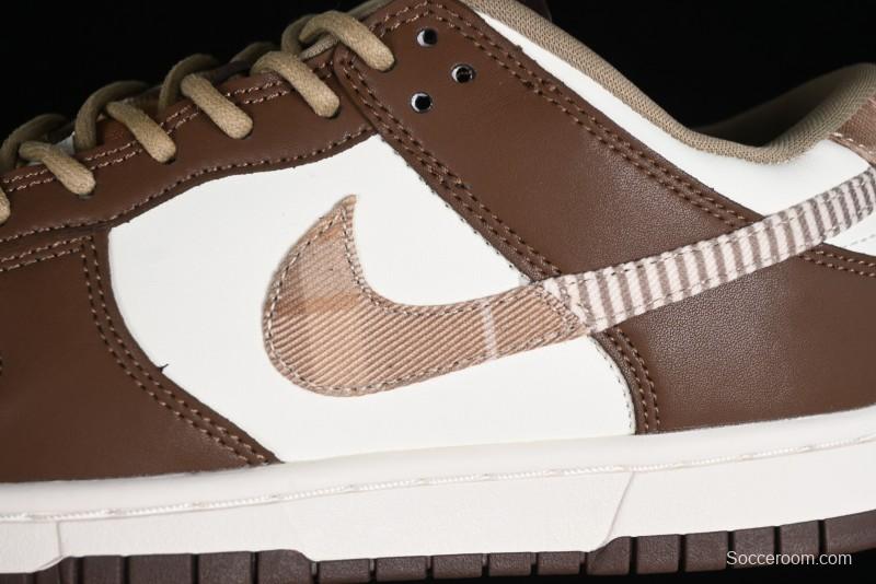 Nike Dunk Low SB White Brown Plaid Casual Skate Shoes - FV3653-191