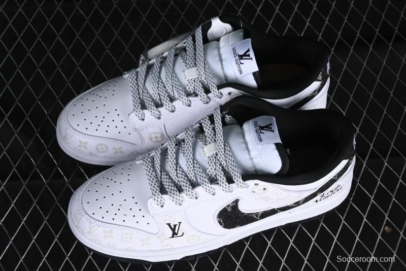 Nike SB Dunk Low LV Collaboration - Dark Night Elf High-End Custom Low-Top Casual Skate Shoes - DD1391-136