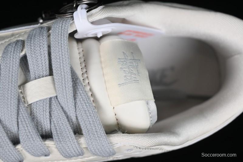 Stussy x Nike SB Dunk Low Retro Premium Sneakers in Off-White Light Grey Swoosh - DQ1098-377