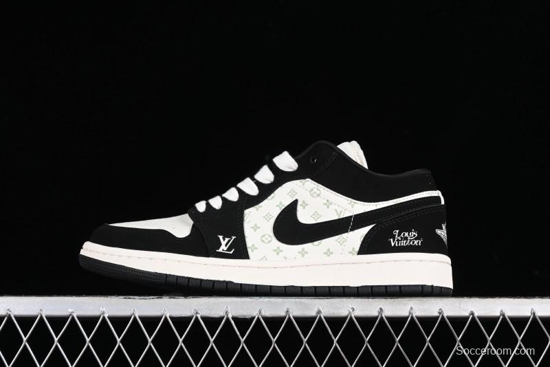 Nike Air Jordan 1 Low LV Collaboration - Black White Panda Custom Culture Casual Sneakers SJ9950-001