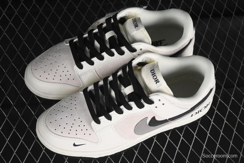 Nike SB Dunk Low Dior Collection - Beige Grey Black Swoosh Anniversary High-End Custom Low-Top Casual Skate Shoes - XD6188-041