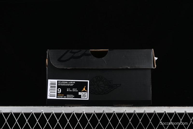 Nike Air Jordan 1 Low Retro Casual Sneakers in White Green - FQ7687-300