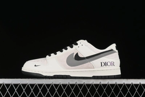 Nike SB Dunk Low Dior Collection - Beige Grey Black Swoosh Anniversary High-End Custom Low-Top Casual Skate Shoes - XD6188-041