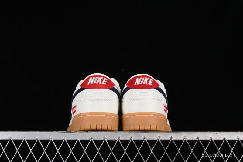 Nike SB Dunk Low Supreme Collaboration - Off White Gum Anniversary Customized Low-Top Casual Skate Shoes - JH8310-945
