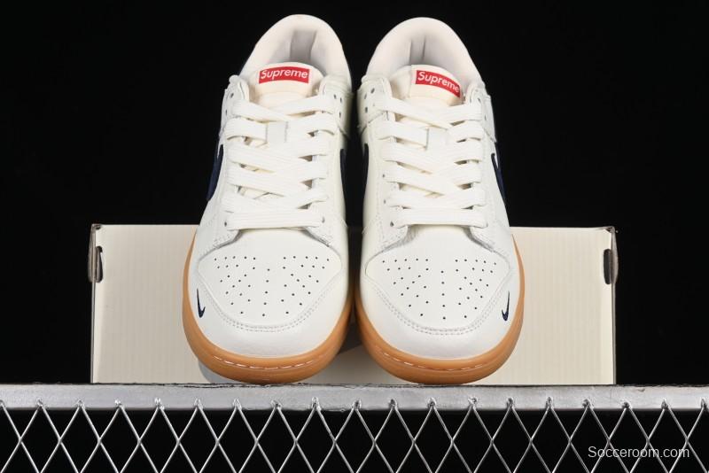 Nike SB Dunk Low Supreme Collaboration - Off White Gum Anniversary Customized Low-Top Casual Skate Shoes - JH8310-945