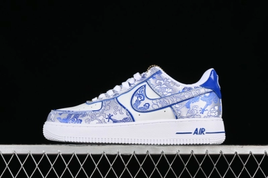 Nike Air Force 1 '07 Low DIY Blue and White Porcelain Dragon Embroidery Casual Sneakers - CW2288-201