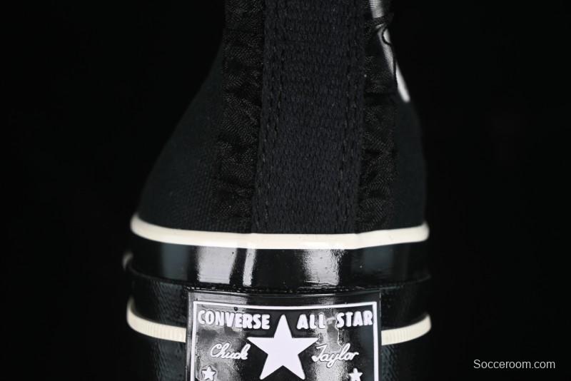 Converse Chuck 1970s High Top Canvas Shoes in Black Lace Punk Style - A10026C