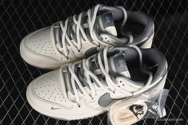 Nike SB Dunk Low Stussy Bandana Grey Check Anniversary Custom Low-Top Casual Skate Shoes - SJ2068-310