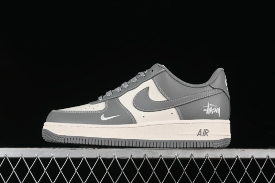 Nike Air Force 1 '07 Low Stussy Collaboration - Premium Gray Low-Top Casual Sneakers - BB5353-512