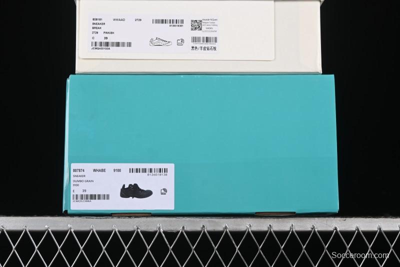 Alexander McQueen Flexion Retro Sneakers in Black with Diamond Grain Calfskin - 8.F6