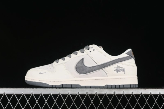 Nike SB Dunk Low Stussy Collaboration - Off White Grey Pig Anniversary Custom Low-Top Casual Skate Shoes - XX2025-888