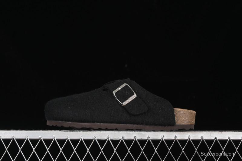 Birkenstock Half Open Toe Sandals with Smokeless Coal Wool Upper - G.D4