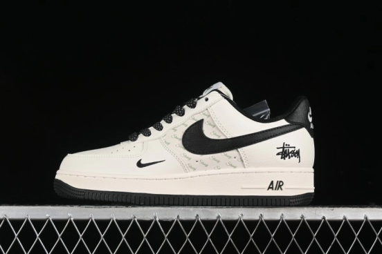 Nike Air Force 1 '07 Low Stussy Collaboration - White Black Low-Top Casual Sneakers - XZ3328-001