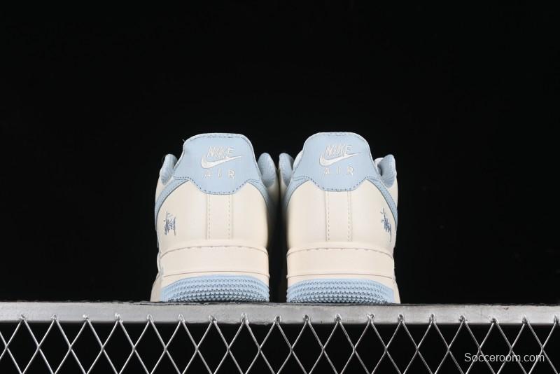 Nike Air Force 1 '07 Low Stussy Collaboration - Off White Elegant Blue Low-Top Casual Sneakers - XZ3328-002