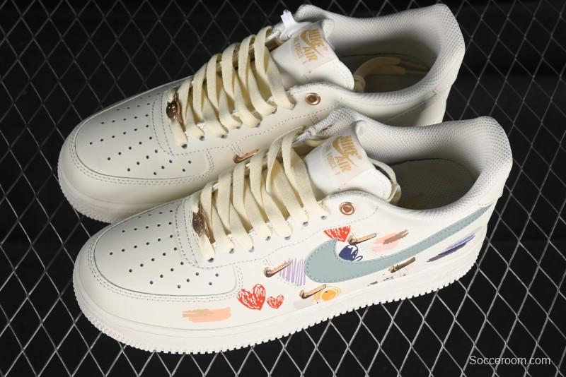 Nike Air Force 1 '07 Low Casual Sneakers with Mint Mambo Anime Theme and Gold Spray - ZH0316-040