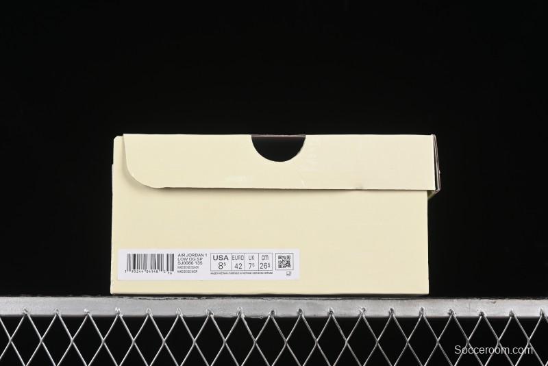 Nike Travis Scott x Fragment Design x Air Jordan 1 Low OG SP AJ1 Black Logo Drawstring Low-Top Casual Sneakers - SJ0086-135