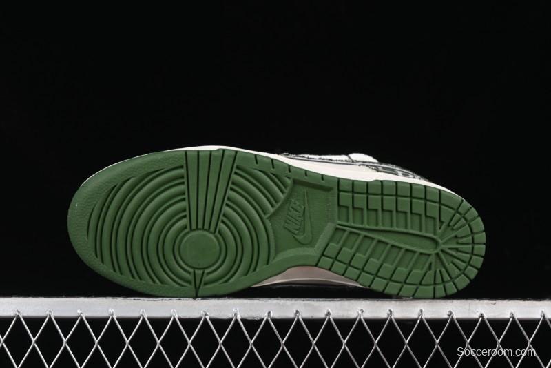 Nike SB Dunk Low Dior Collaboration - Strap Woven Green Check Anniversary High-End Custom Low-Top Casual Skate Shoes - SJ2068-309