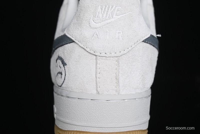 Nike Air Force 1 '07 Low Ghostface Collaboration - Light Grey Pigskin Low-Top Casual Sneakers - DF0188-022