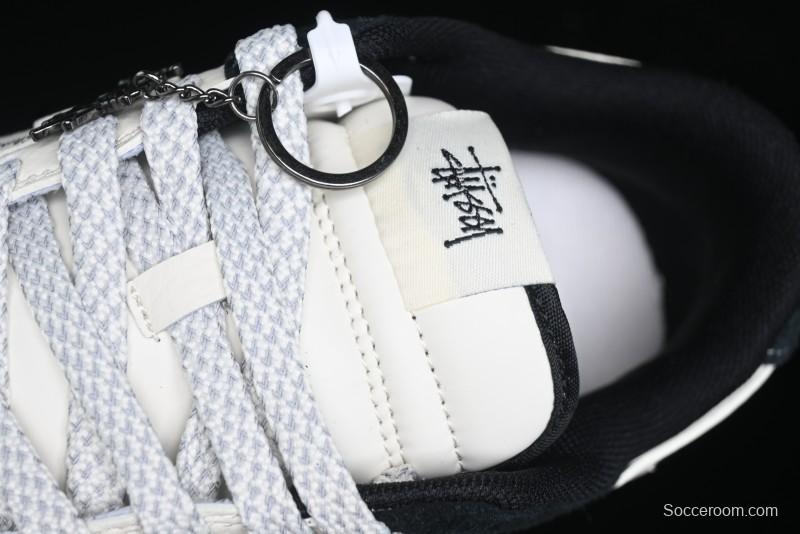 Nike SB Dunk Low Stussy Collaboration - Black White Mini Swoosh Anniversary Custom Low-Top Casual Skate Shoes - XY1688-017