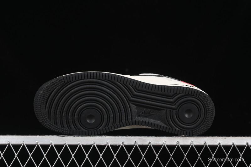 Nike Air Force 1 '07 Low Supreme Stussy Collaboration - Black Grey Red Label Low-Top Casual Sneakers - XZ6188-115