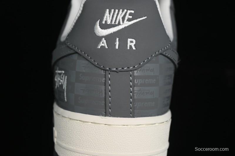 Nike Air Force 1 '07 Low Stussy Collaboration - Light Bone Shadow Low-Top Casual Sneakers - DF0180-008